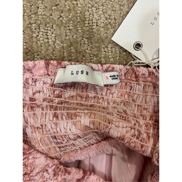 LUSH Women's Rayon Sleeveless Floral Smocked Mini Dress Pink Small NWT - Picture 5 of 7